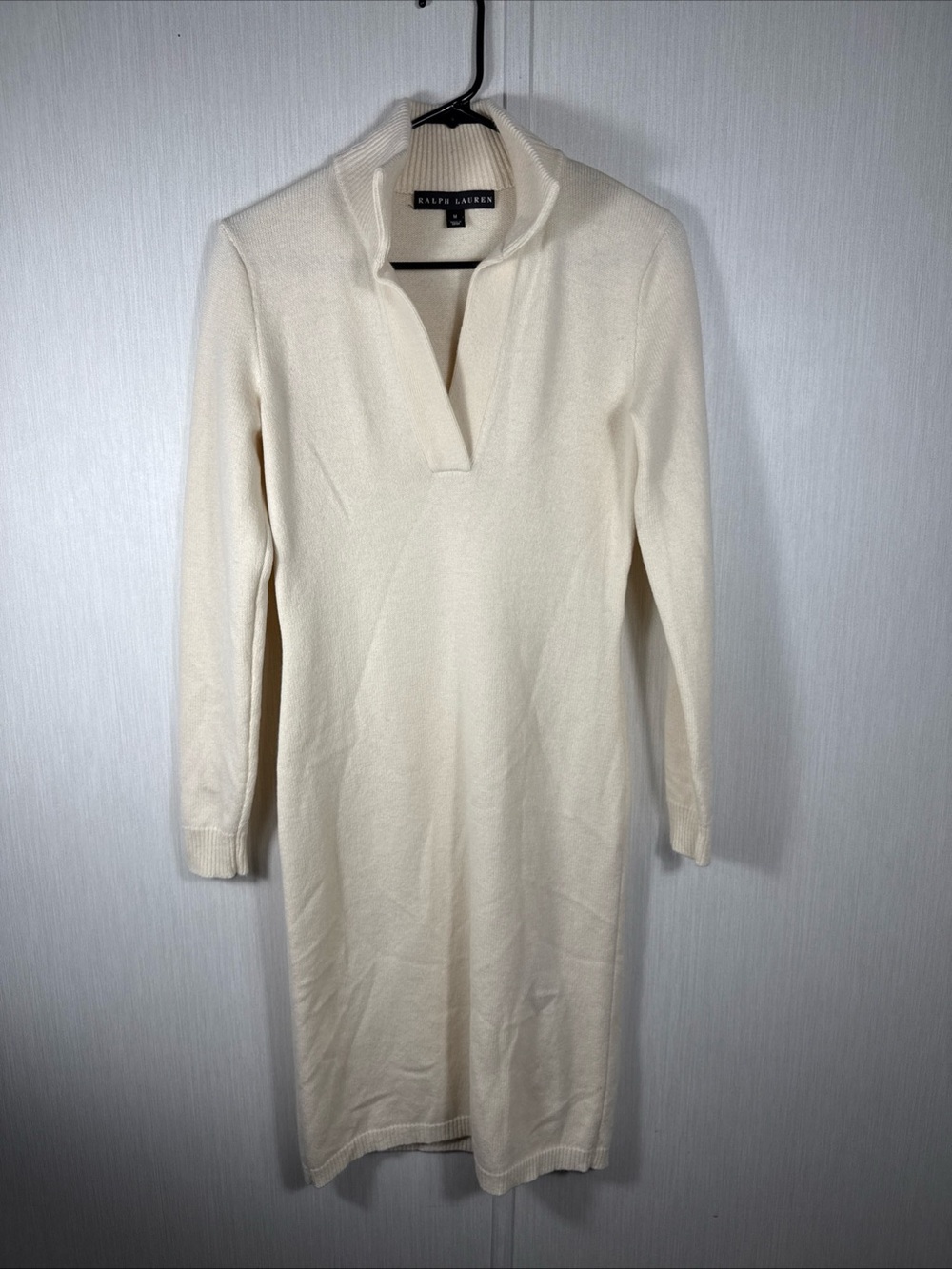 RALPH LAUREN S Black Label Dress Cream Merino Wool Cashmere Silk Angora